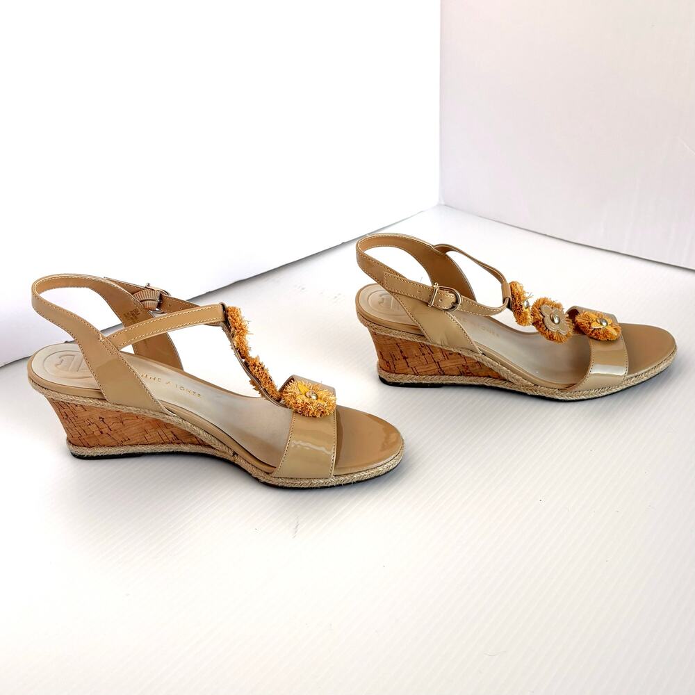 Etienne Aigner Tan and Yellow Floral Wedge Sandals - Picture 8 of 8